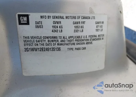 2004 Chevrolet Monte Carlo Ls z USA, uszkodzony, nr VIN 2G1WW12E249135136